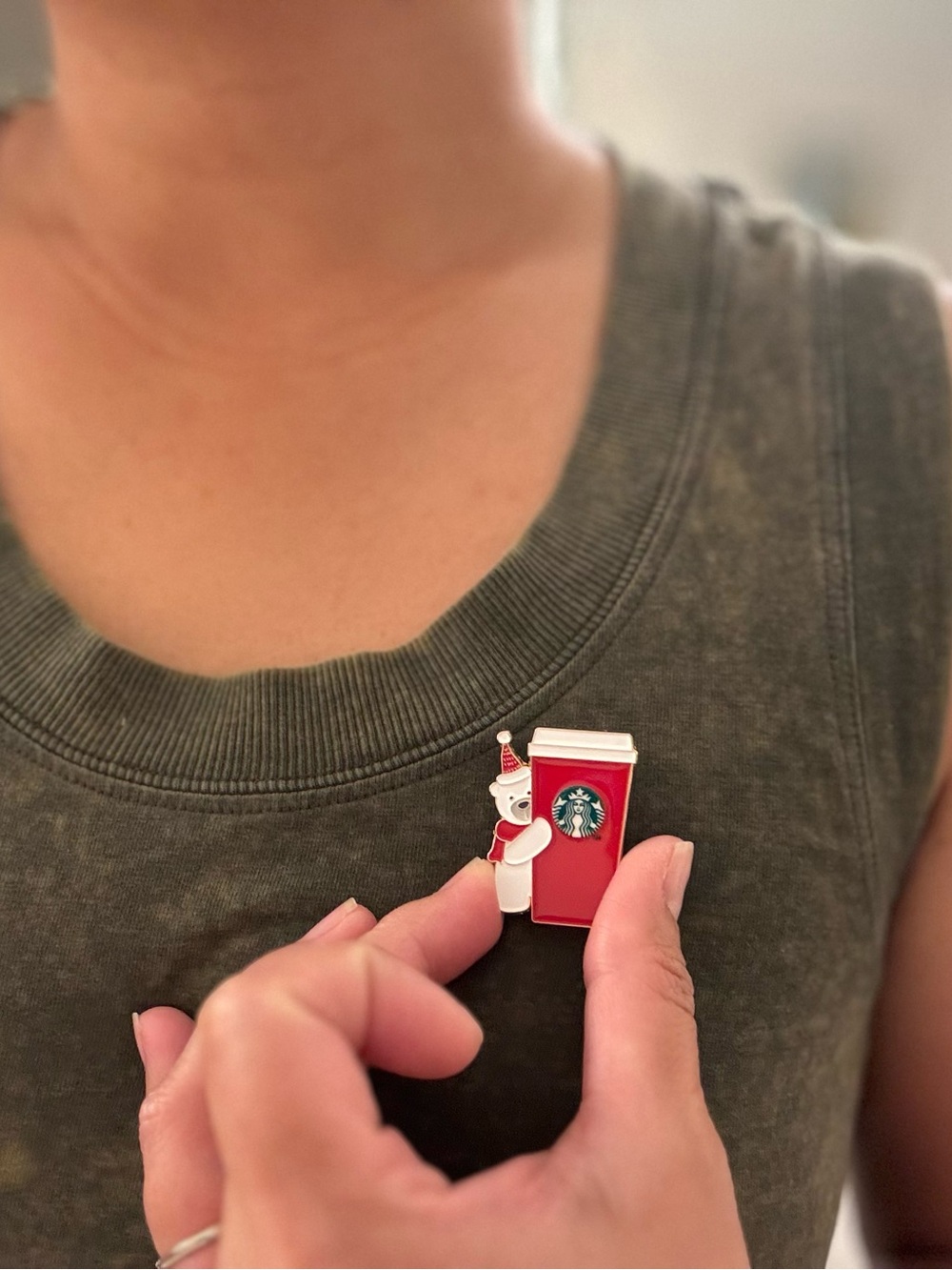Limited Edition Starbucks Holiday Polar Bear Red Cup Enamel Pin Christmas Rare